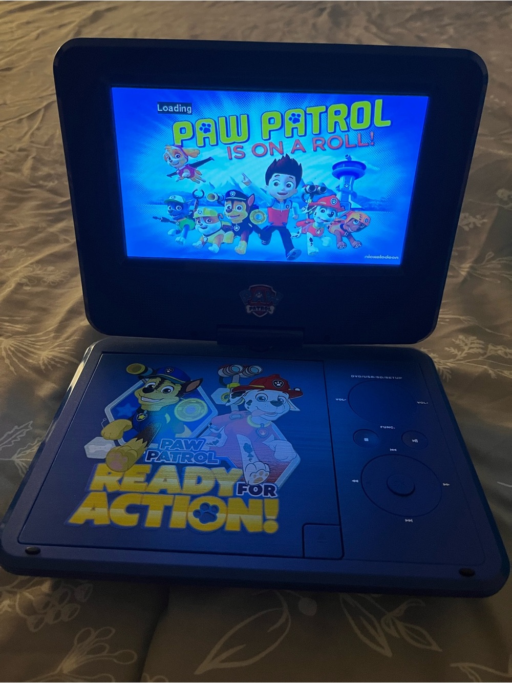 Paw Patrol Blue Kids Portable DVD Player with Character Graphics